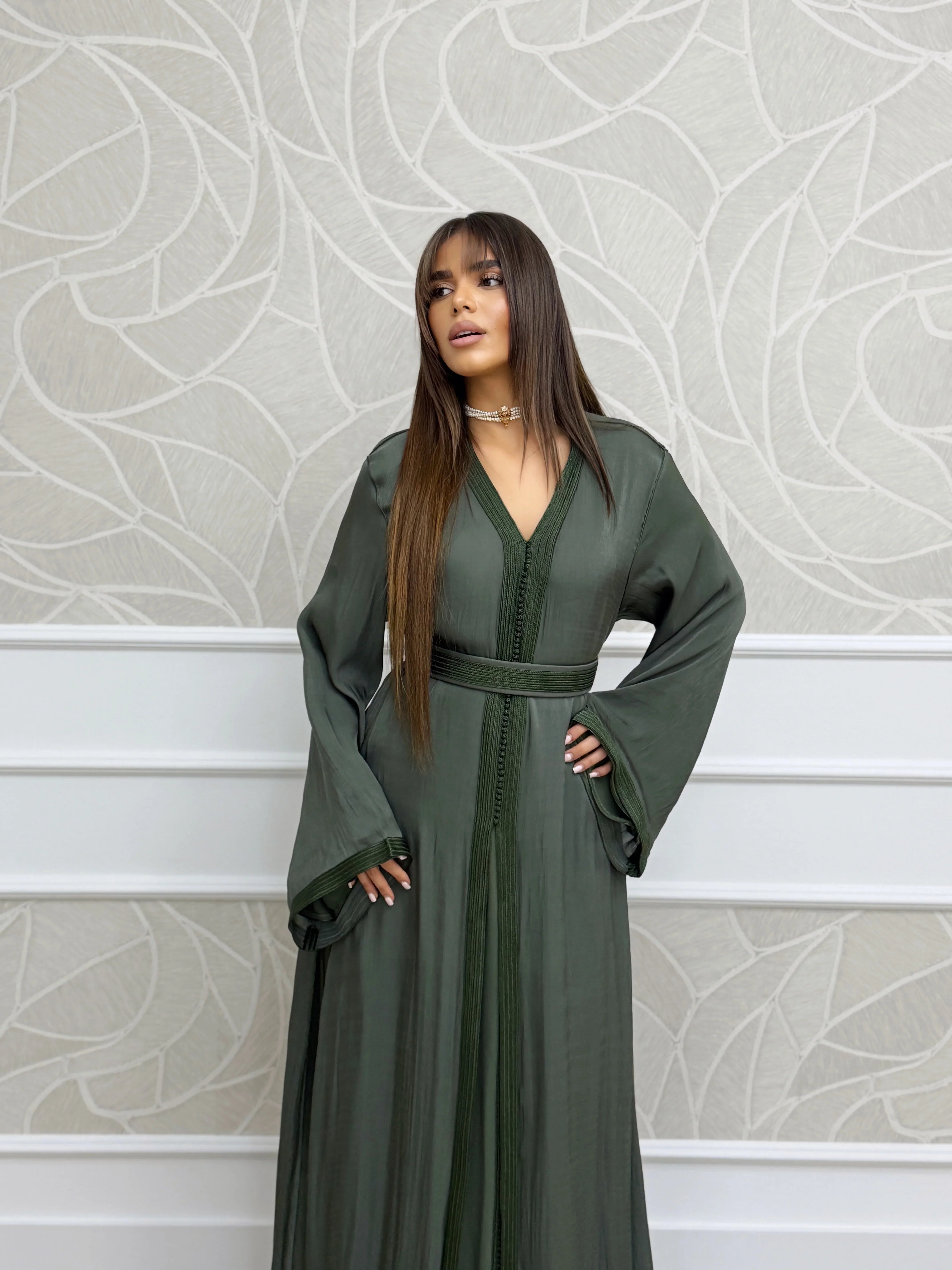 Manal Vert Takchita – Robe marocaine deux pièces