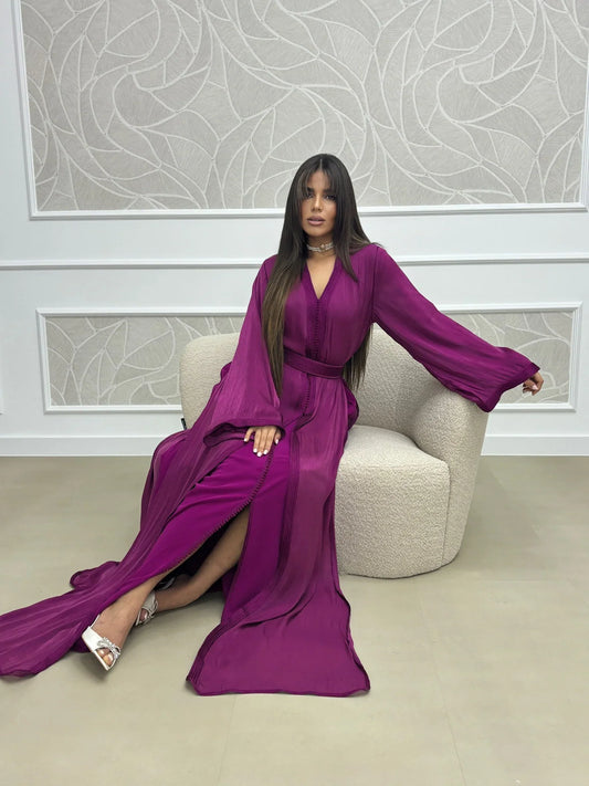 Douaa Violet Takchita – Robe marocaine deux pièces – vue produit 2