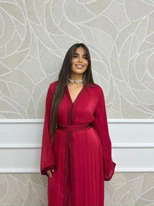 Majda Bordeaux Takchita – Robe marocaine deux pièces – vue produit 2