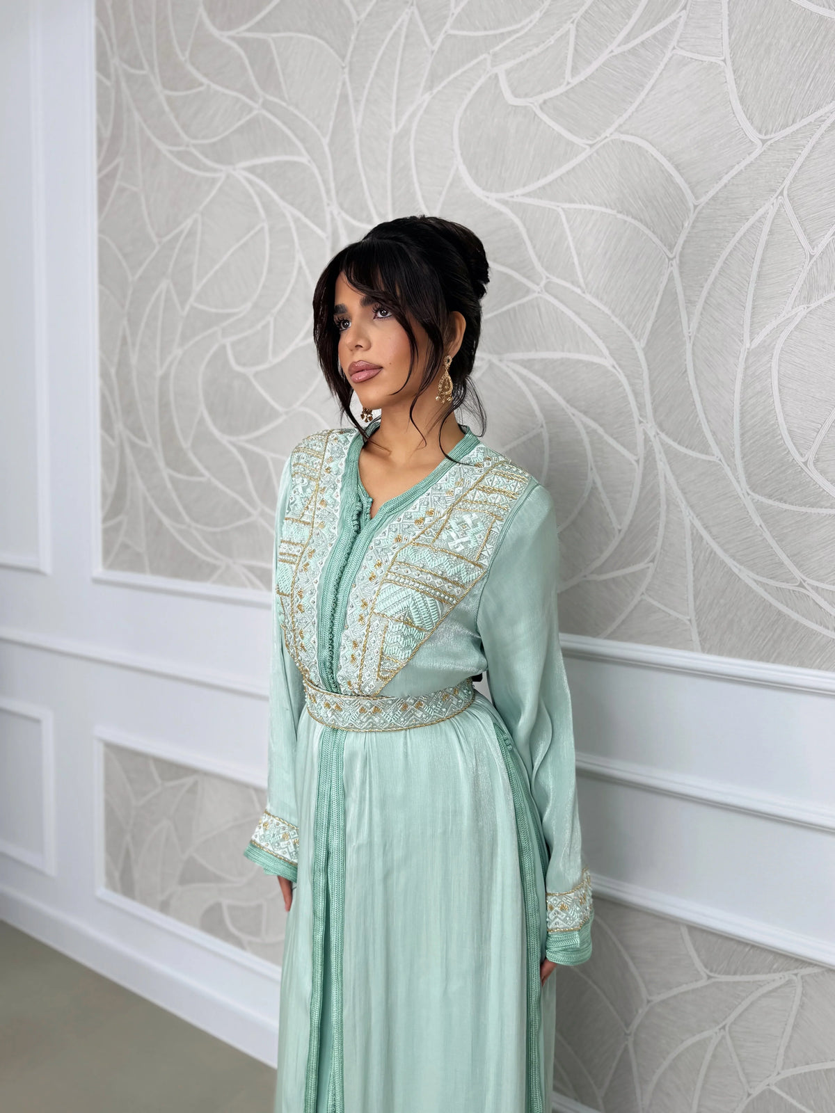 Wissal Vert Takchita – Robe marocaine deux pièces – vue produit 2