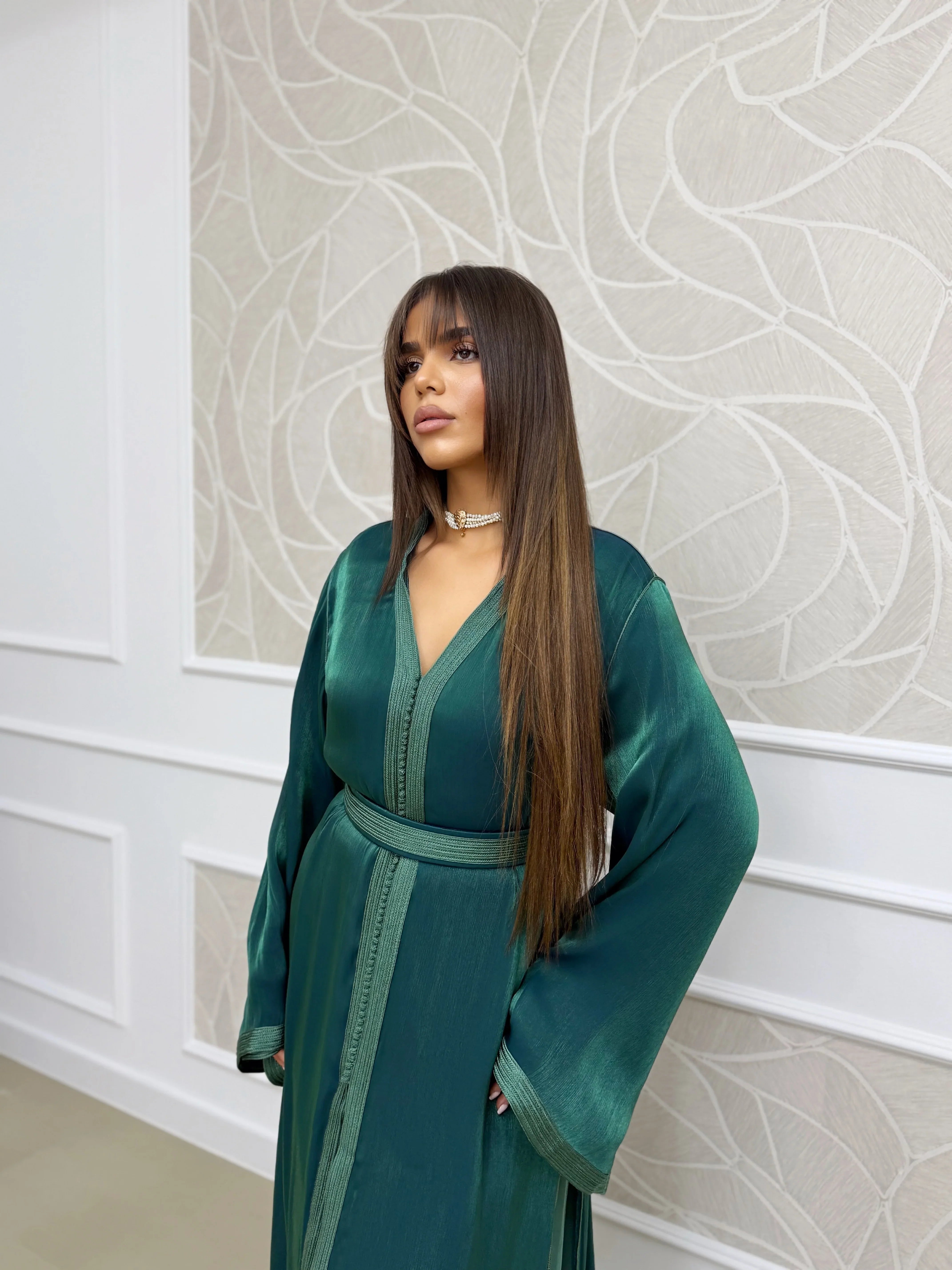 Kholod Vert Takchita – Robe marocaine deux pièces