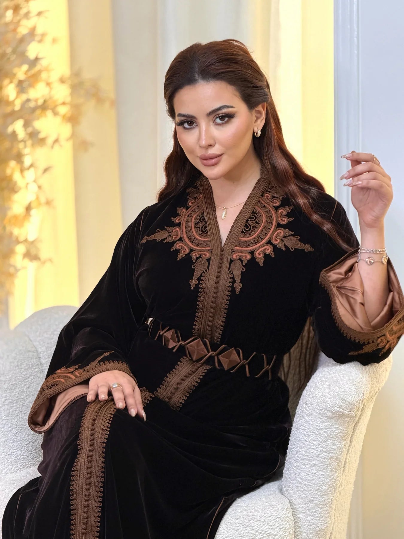 Ayla Noir Kaftan – Robe marocaine artisanale