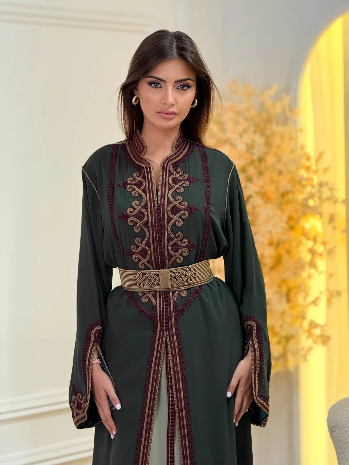 Dounia Vert Takchita – Robe marocaine deux pièces