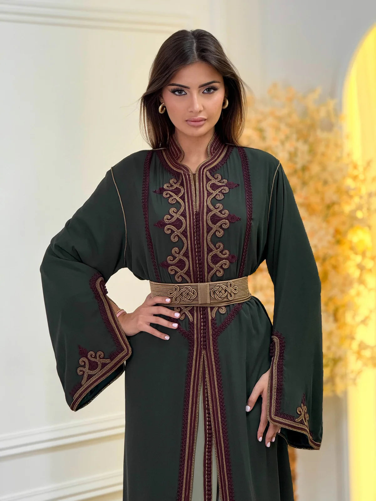 Dounia Vert Takchita – Robe marocaine deux pièces