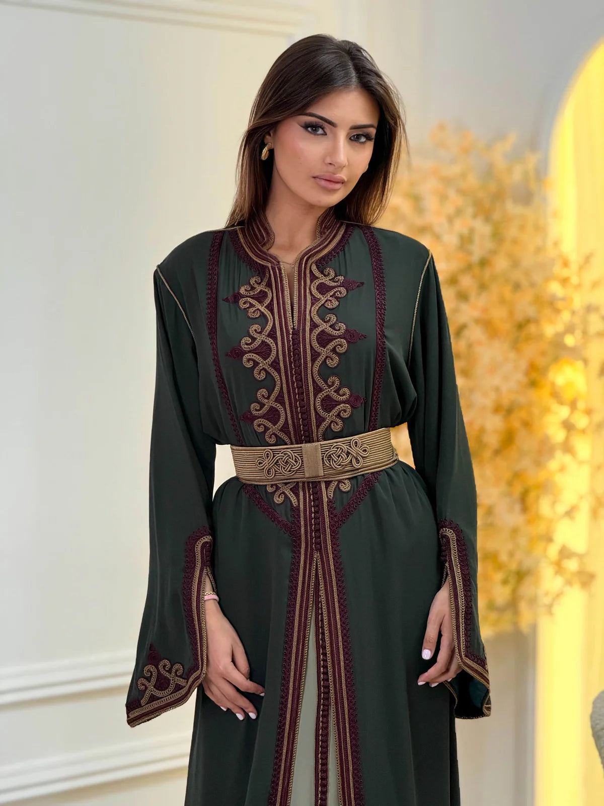 Dounia Vert Takchita – Robe marocaine deux pièces