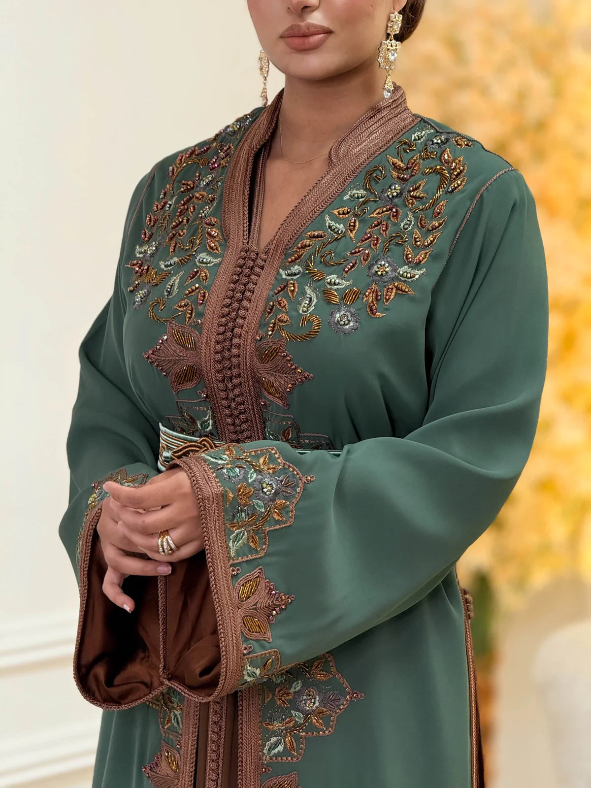 Keltoum Vert Takchita – Robe marocaine deux pièces