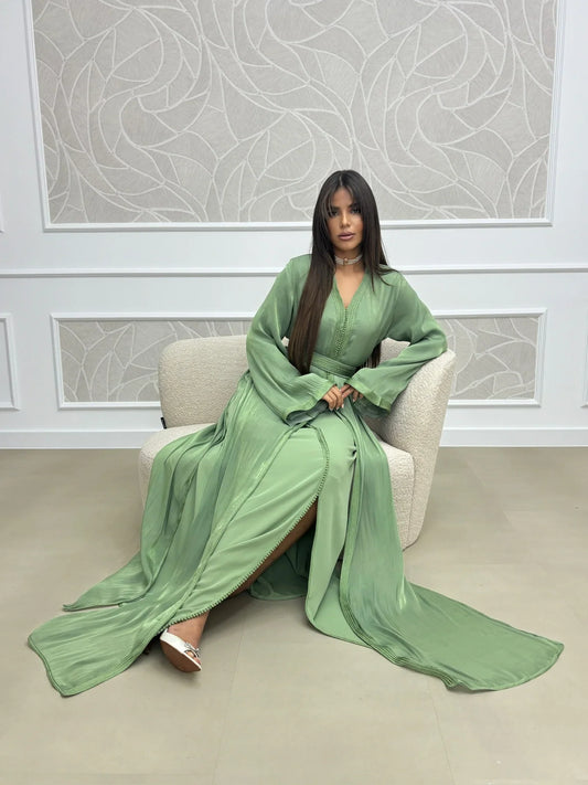 Hala Vert Takchita – Robe marocaine deux pièces – vue produit 2