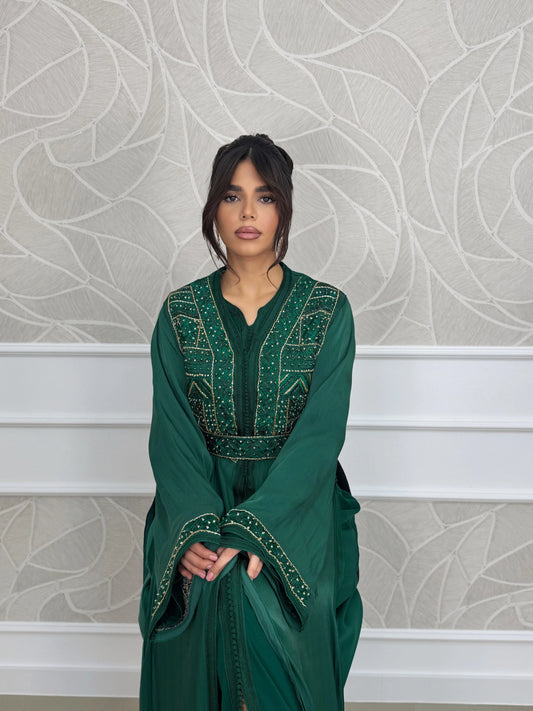 Norhane Vert Takchita – Robe marocaine deux pièces – vue produit 2