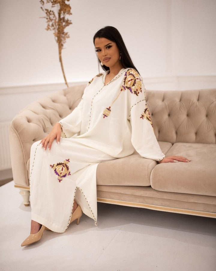 Karima Blanc Djellaba – Tunique marocaine décontractée