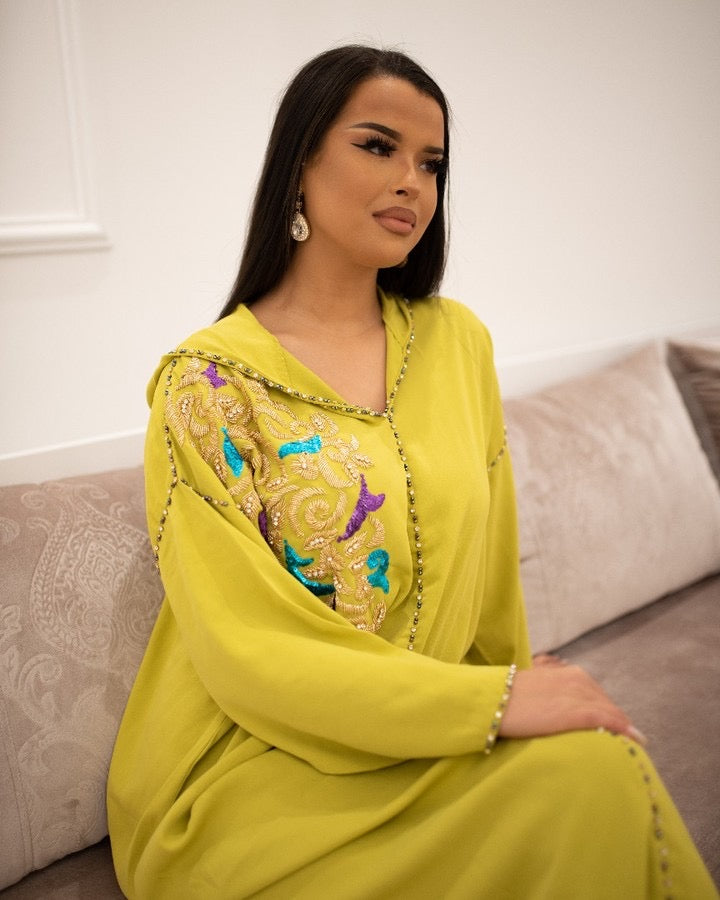 Rajae Jaune Djellaba – Tunique marocaine décontractée