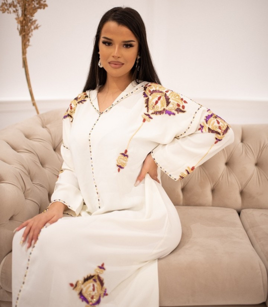 Karima Blanc Djellaba – Tunique marocaine décontractée – vue produit 2
