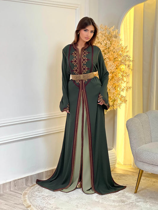 Dounia Vert Takchita – Robe marocaine deux pièces – vue produit 2