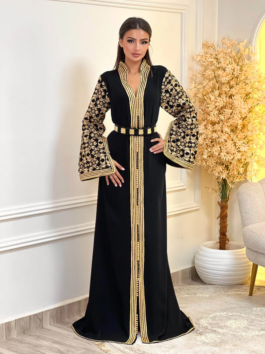 Fajr Noir Kaftan – Robe marocaine artisanale – vue produit 2