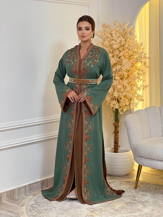 Keltoum Vert Takchita – Robe marocaine deux pièces – vue produit 2