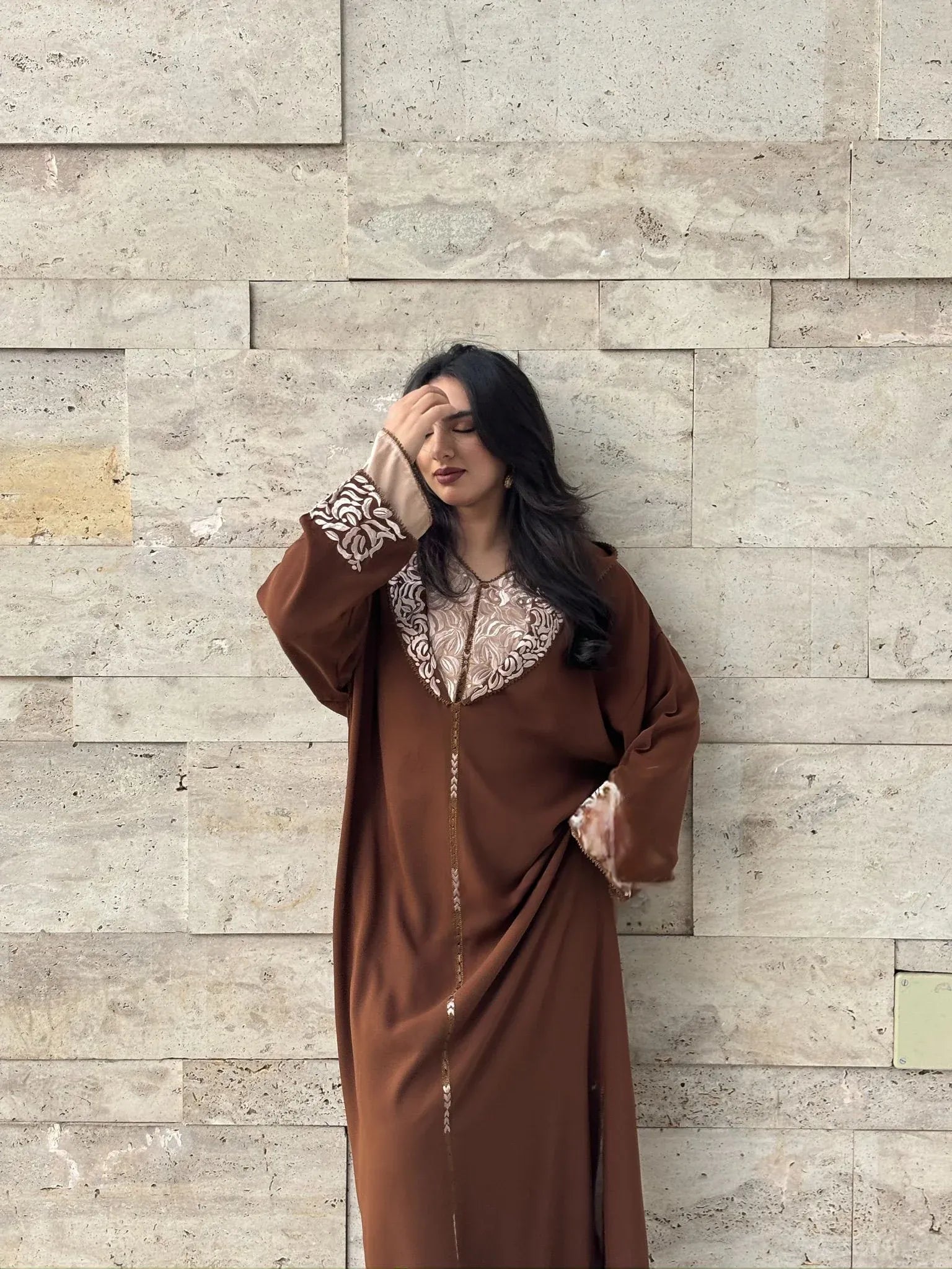 Batoule Marron Djellaba – Tunique marocaine décontractée – vue produit 2