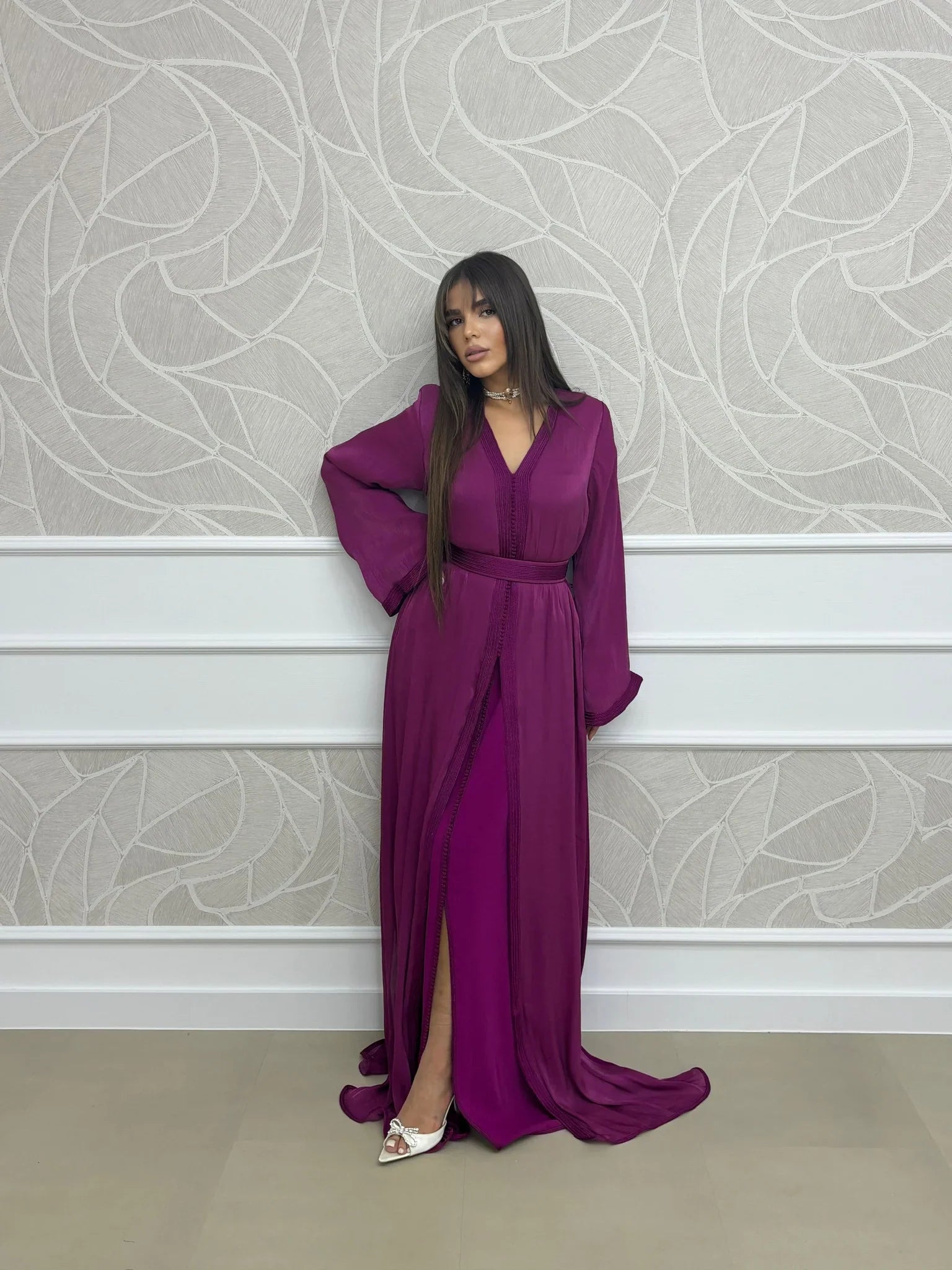 Douaa Violet Takchita – Robe marocaine deux pièces