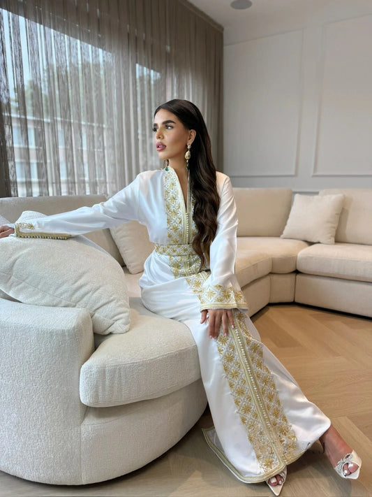 Tamara Blanc Kaftan – Robe marocaine artisanale – vue produit 2