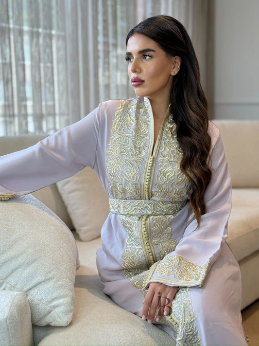 Chirine Blanc Kaftan – Robe marocaine artisanale