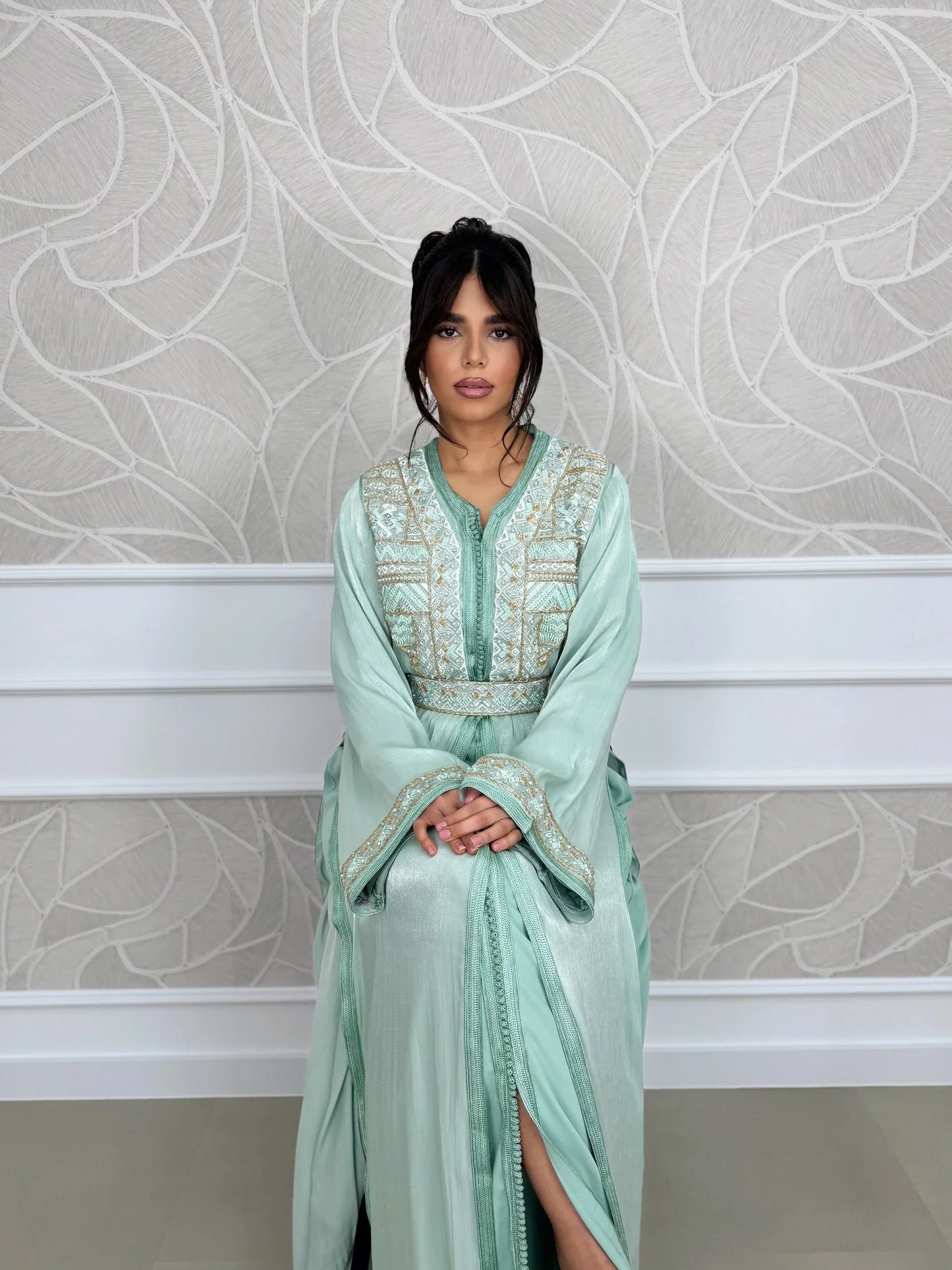 Wissal Vert Takchita – Robe marocaine deux pièces