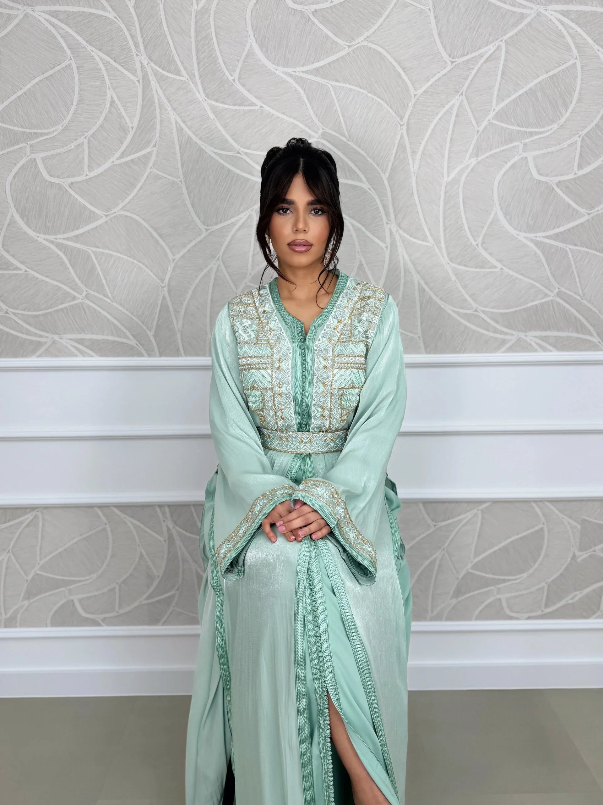 Wissal Vert Takchita – Robe marocaine deux pièces