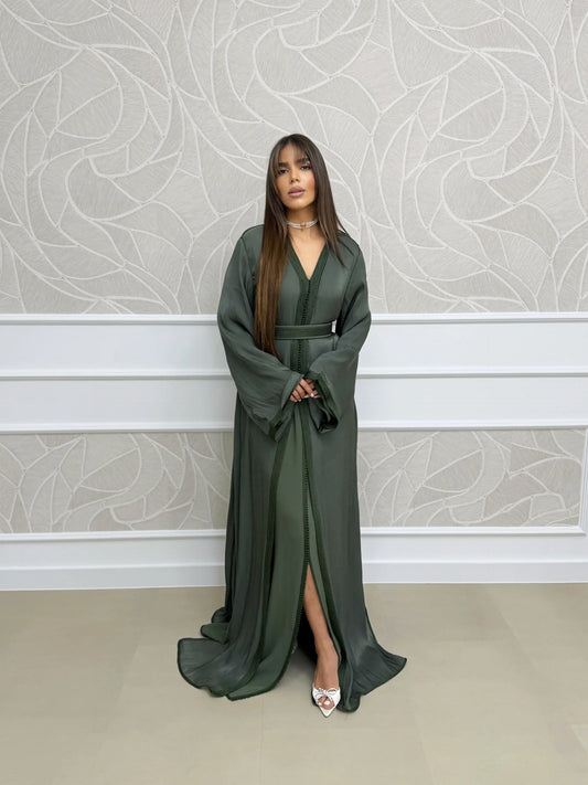 Manal Vert Takchita – Robe marocaine deux pièces