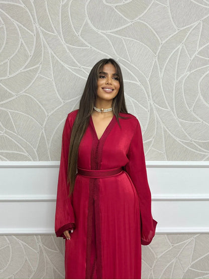 Majda Bordeaux Takchita – Robe marocaine deux pièces – vue produit 2