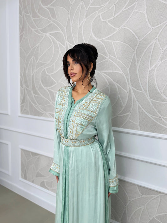 Wissal Vert Takchita – Robe marocaine deux pièces – vue produit 2