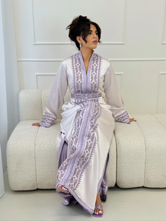 Saida Gris Kaftan – Robe marocaine artisanale – vue produit 2