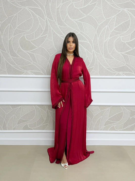 Majda Bordeaux Takchita – Robe marocaine deux pièces