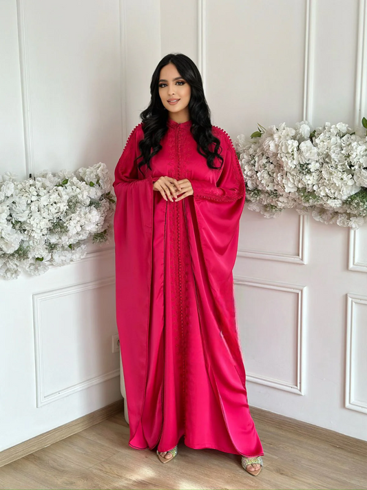 Kaltoum Rose Abaya – Robe marocaine élégante d'intérieur – vue produit 2