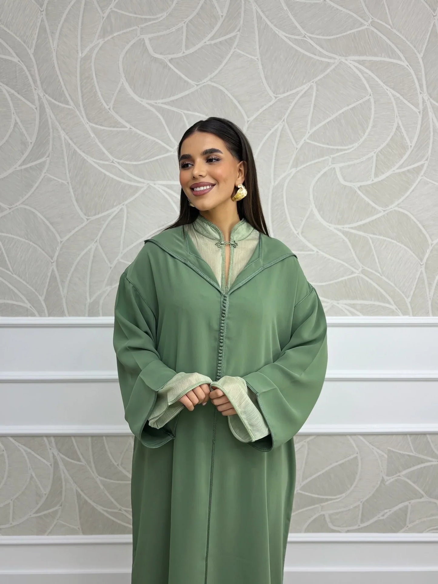 Sakina Vert Djellaba – Tunique marocaine décontractée