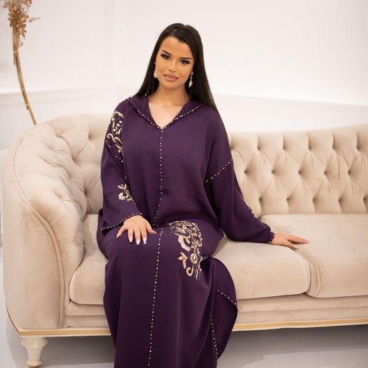Samira Violet Djellaba – Tunique marocaine décontractée – vue produit 2
