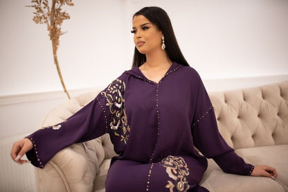 Samira Violet Djellaba – Tunique marocaine décontractée – vue produit 3