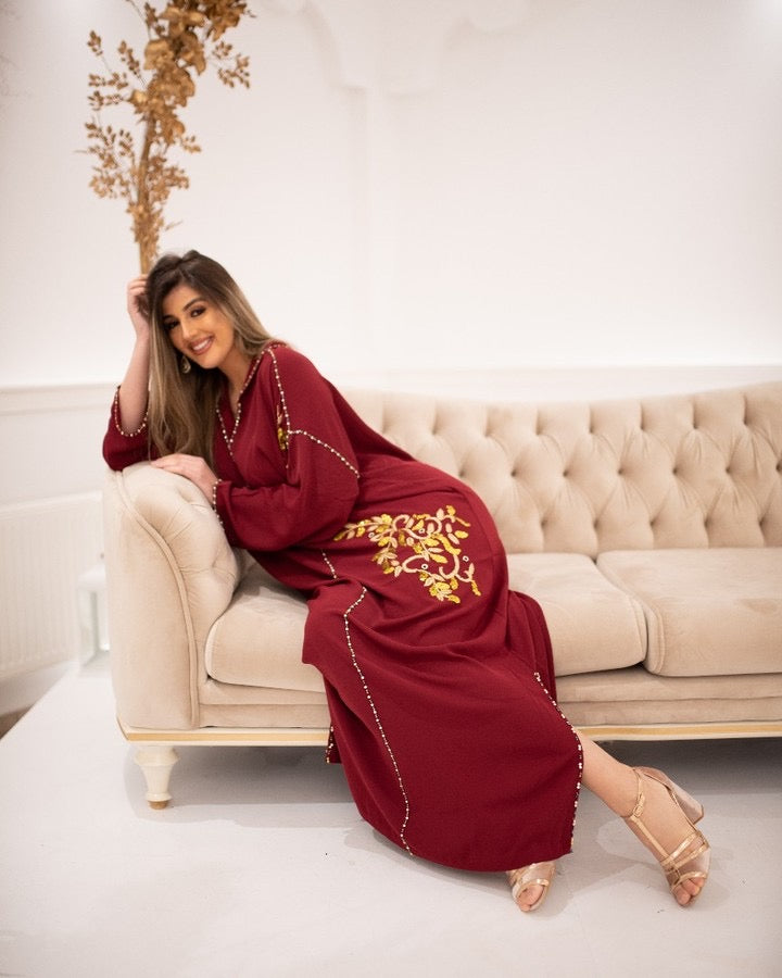Souad Bordeaux Djellaba – Tunique marocaine décontractée – vue produit 2