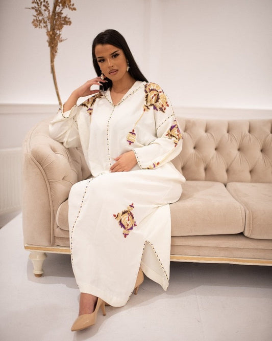 Karima Blanc Djellaba – Tunique marocaine décontractée