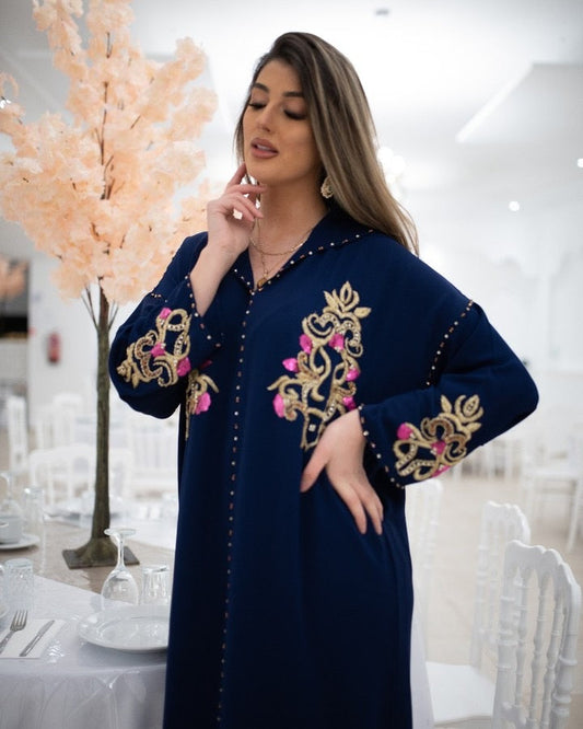 Jamila Bleu marine Djellaba – Tunique marocaine décontractée – vue produit 2