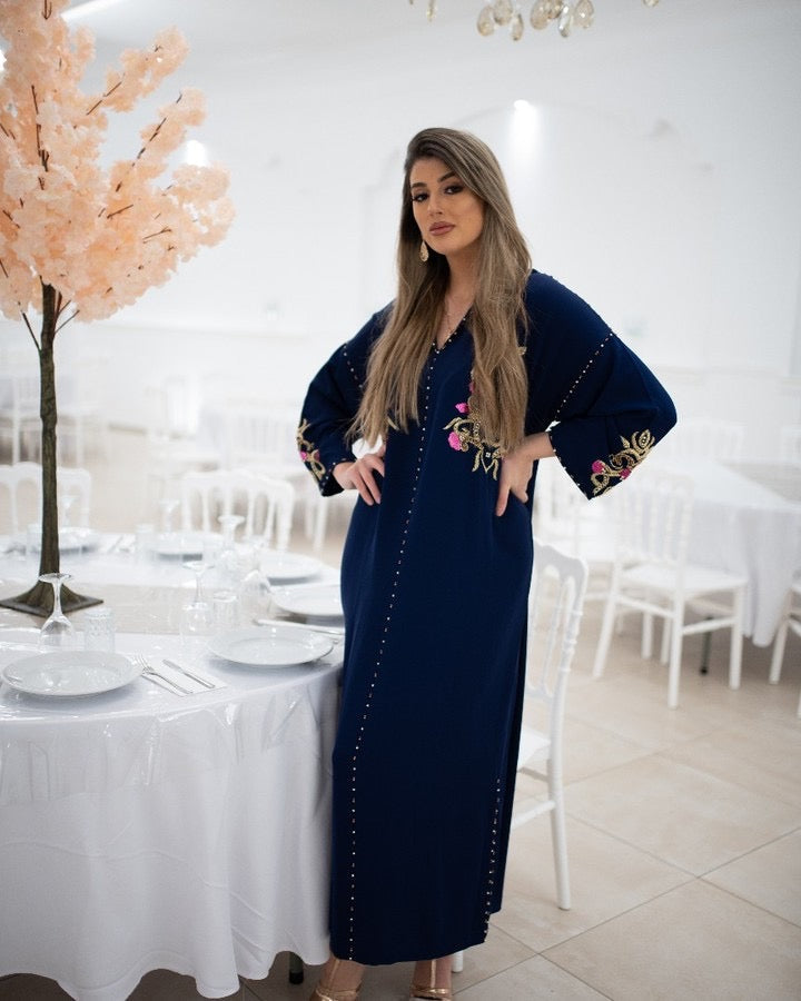 Jamila Bleu marine Djellaba – Tunique marocaine décontractée