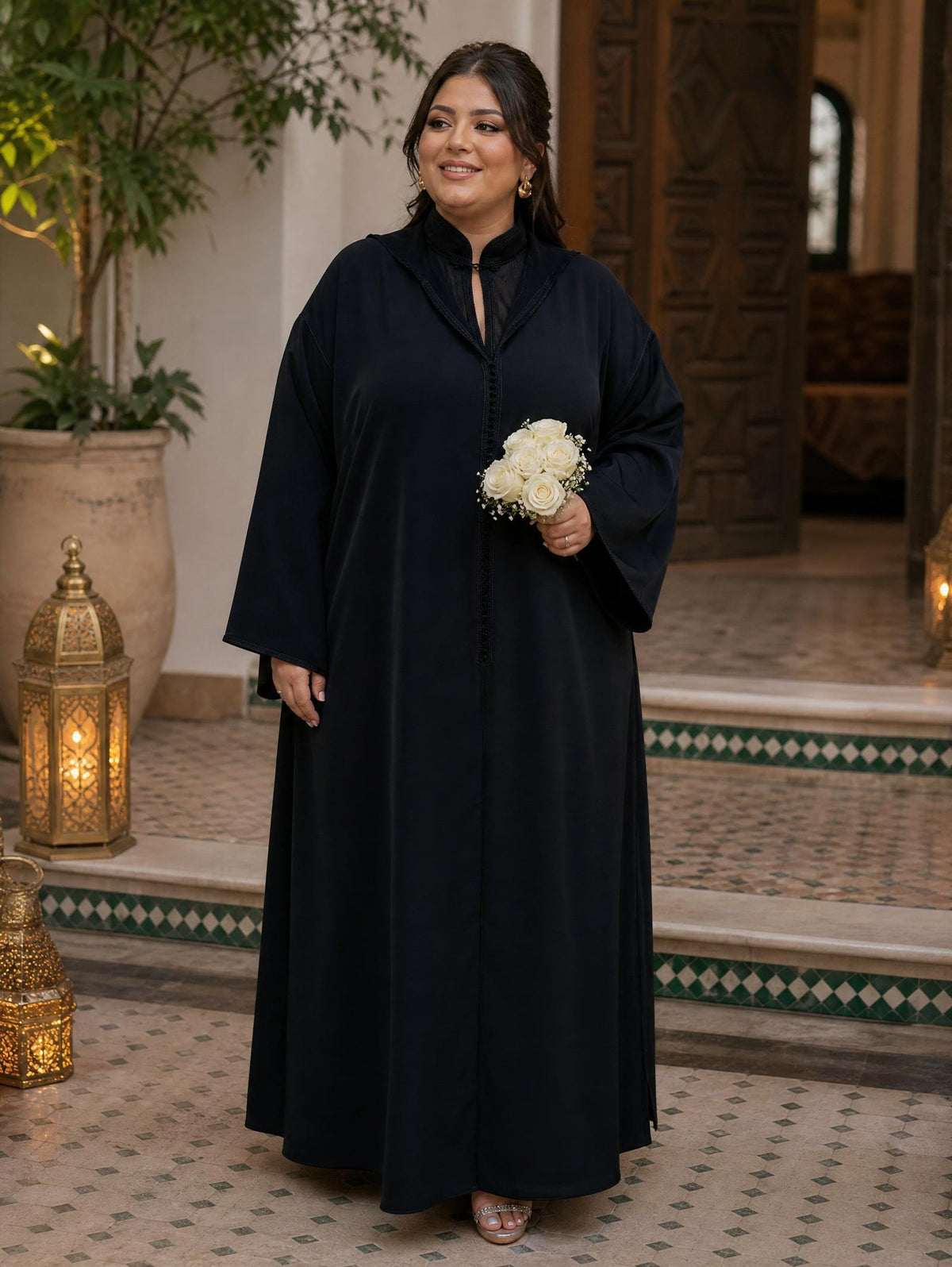 Wijdane Noir Djellaba – Tunique marocaine décontractée \u2014 plus-size model