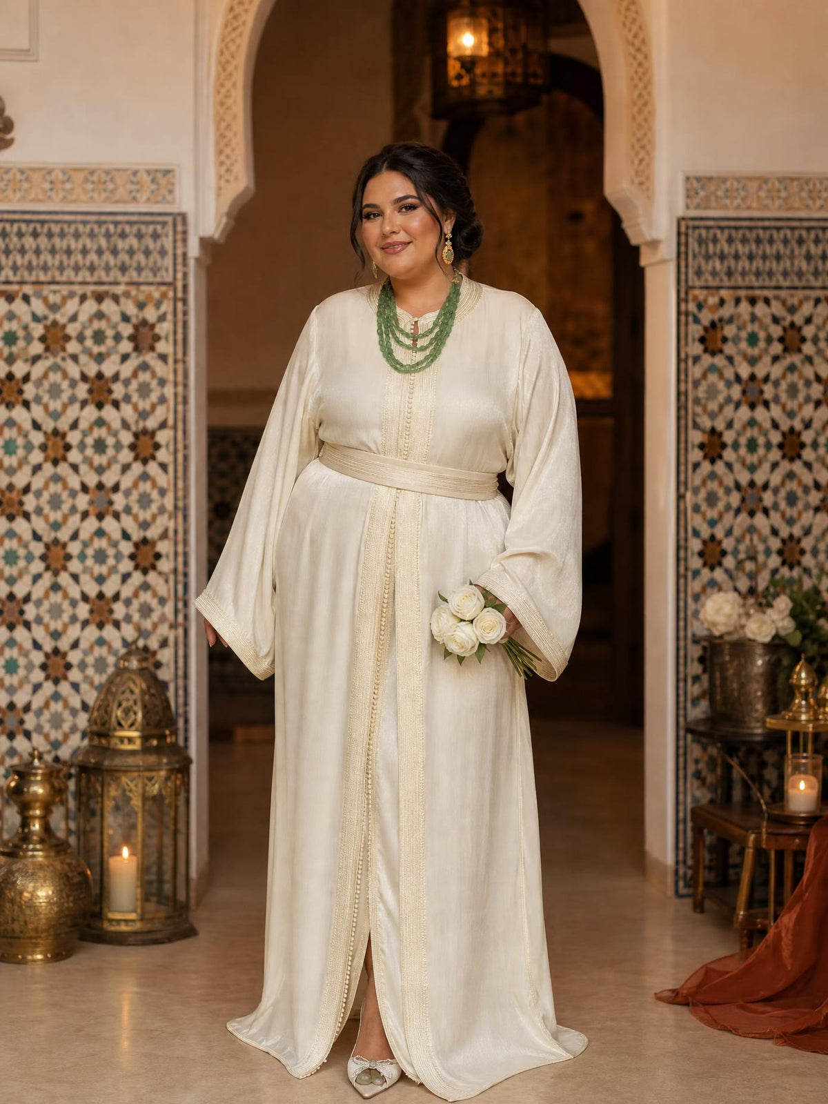 Dalida Blanc Takchita – Robe marocaine deux pièces \u2014 plus-size model