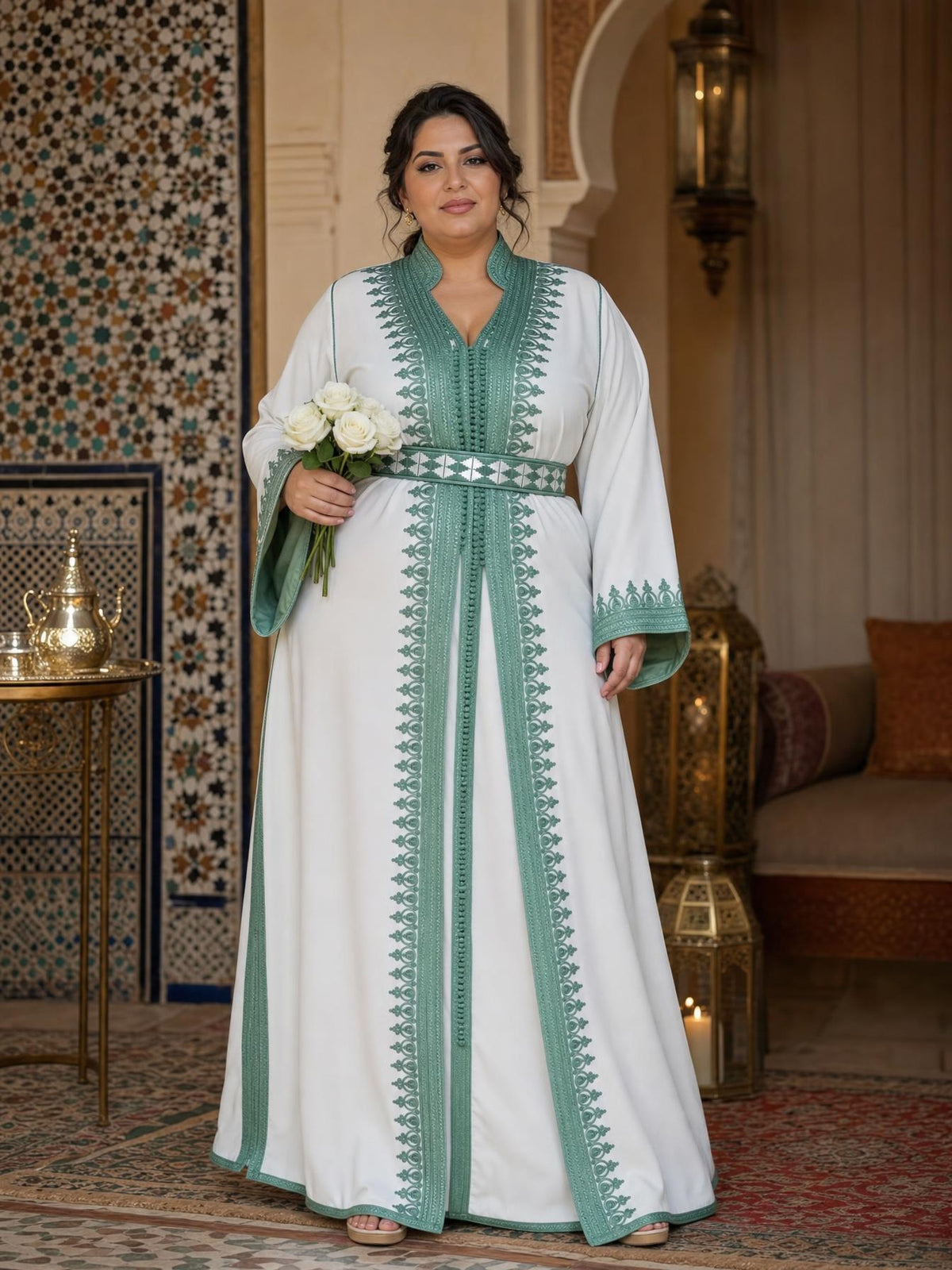 Fatima Blanc Takchita – Robe marocaine deux pièces \u2014 plus-size model