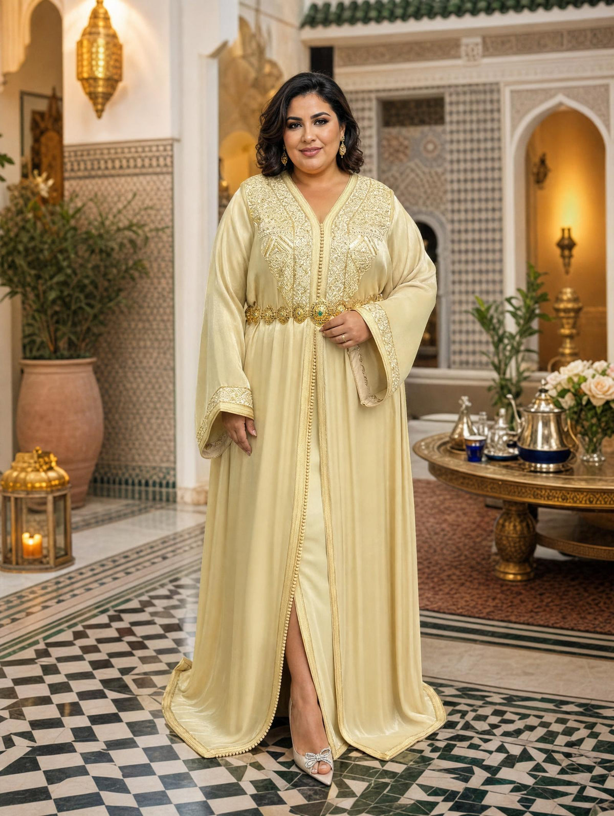 Fotoun Doré Takchita – Robe marocaine deux pièces \u2014 plus-size model