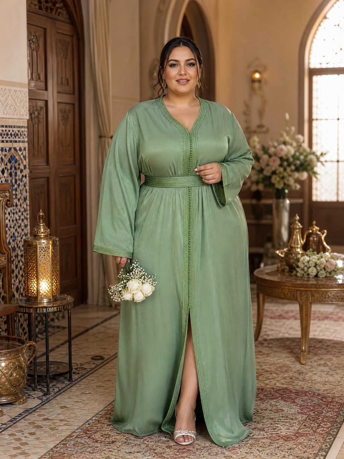 Hala Vert Takchita – Robe marocaine deux pièces \u2014 plus-size model