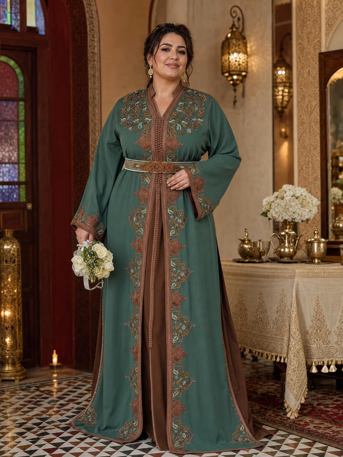 Keltoum Vert Takchita – Robe marocaine deux pièces \u2014 plus-size model