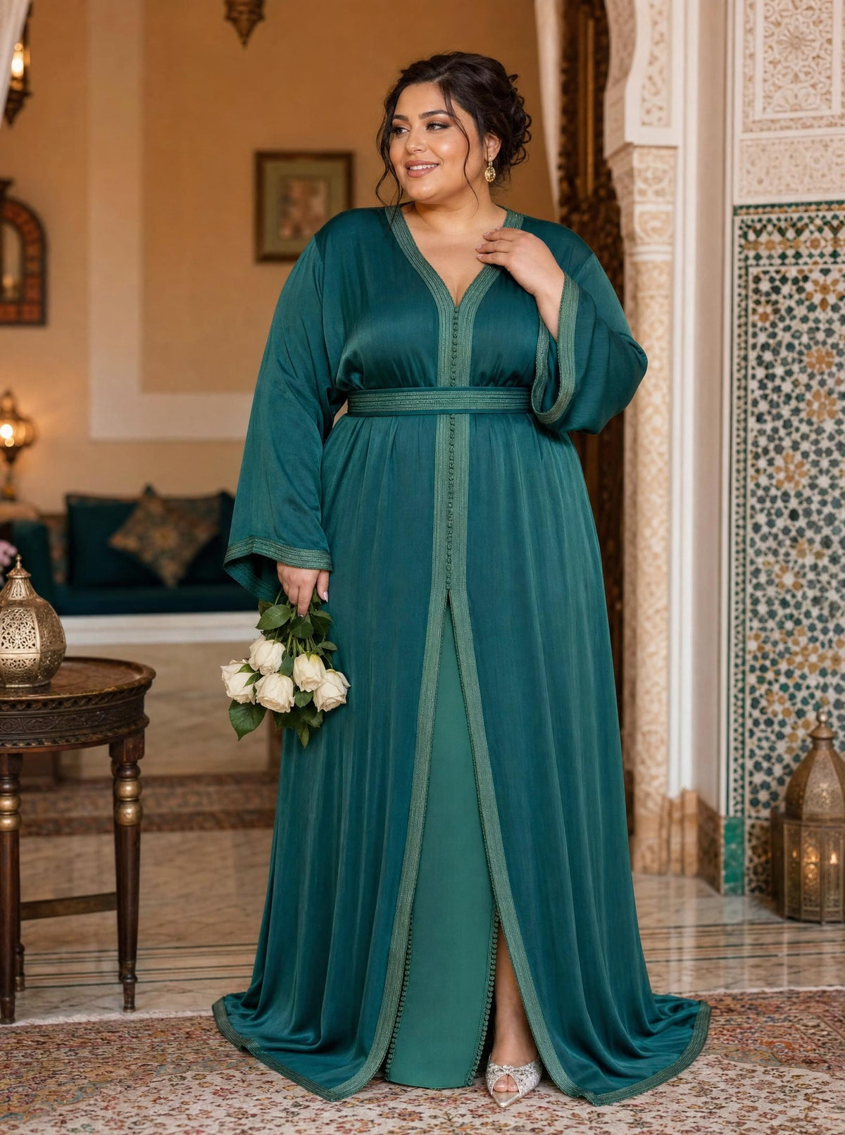 Kholod Vert Takchita – Robe marocaine deux pièces \u2014 plus-size model