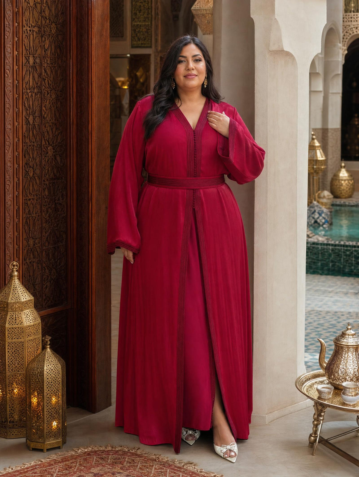 Majda Bordeaux Takchita – Robe marocaine deux pièces \u2014 plus-size model