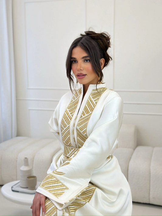 Chorok Blanc Kaftan – Robe marocaine artisanale